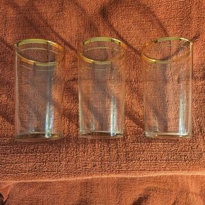 3 Antique Gold Rim Juice Glasses